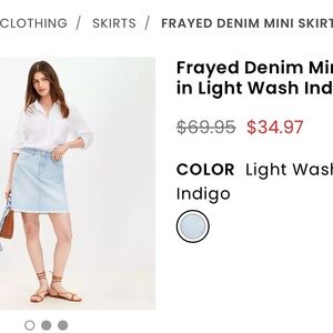 LOFT Blue A-Line Mini Skirt Casual